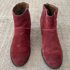 Burgundy suede booties